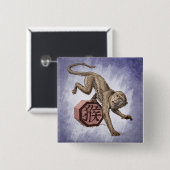 サルの〔占星術の〕十二宮図アート中国のの年 缶バッジ (正面&裏面)