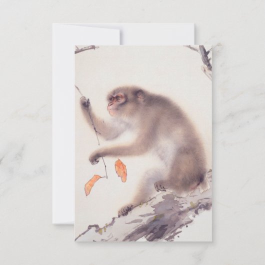 サルのVTYC日本のに絵画感謝 サンキューカード (裏面)