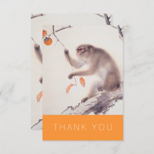 サルのVTYC日本のに絵画感謝 サンキューカード (正面/裏面)
