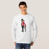 サルは紳士として帽子と歩くスティック Tシャツ (正面フル)