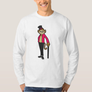 サルは紳士として帽子と歩くスティック Tシャツ