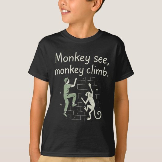 サルも真似する！楽しいクライミング グラフィック  Tシャツ (正面)