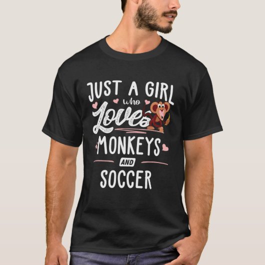 サルやサッカーの女性を愛しているだけの女の子 Tシャツ (正面)