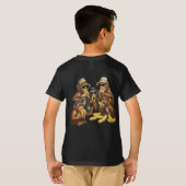 サルよくはしゃぐと彼のお気に入りの軽食 Tシャツ (裏面フル)