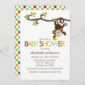 サルよくはしゃぐの赤ちゃんシャワー 招待状 (正面/裏面)