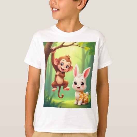 サルよくはしゃぐキッズTシャツ Tシャツ (正面)