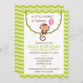 サルをテーマにした誕生日パーティーの招待状 招待状 (正面/裏面)