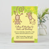 サルをテーマにした誕生日パーティーの招待 招待状 (スタンド正面)