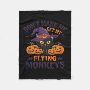 サルをハロウィン飛んでいる猫に変えないで フリースブランケット