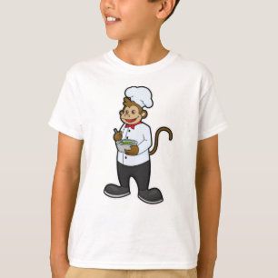 サルを調理師としてボウルに Tシャツ