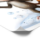 サルイラストレーションおもしろいバスルームよくはしゃぐアート ポスター (角)