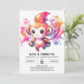 サルエレガントよくはしゃぐ誕生日 招待状 (スタンド正面)