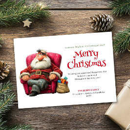 サルカスチックなサンタのデジタル編集可能なクリスマスグリーティング シーズンカード