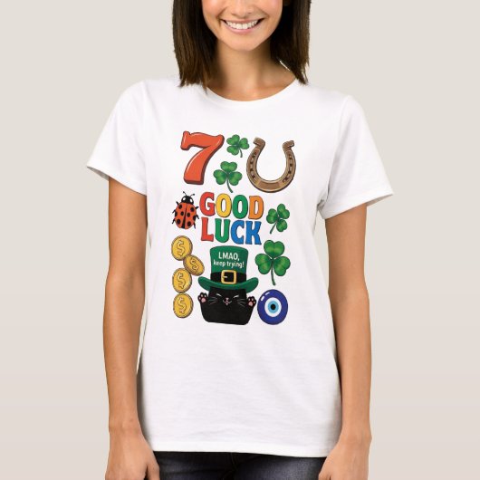 サルカス黒猫とラッキーチャーム Tシャツ (正面)