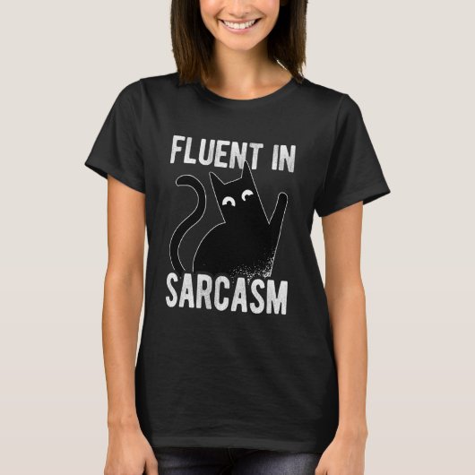 サルカズムが得意な面白い猫 Tシャツ (正面)