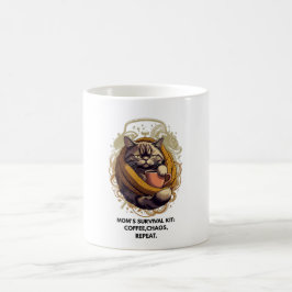 サルカズムに支えられたネコTシャツ|3時間睡眠の面白いM コーヒーマグカップ