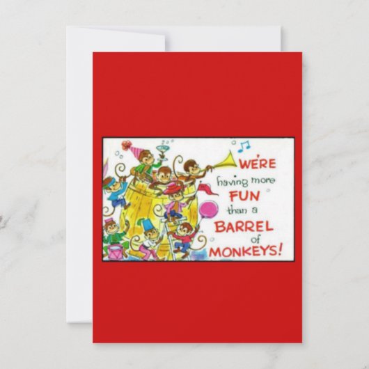 サルカラフルの樽よりも多くのおもしろい誕生日 招待状 (裏面)