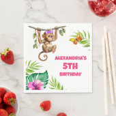 サルカラフルジャングルチャイルド第5誕生日 スタンダードランチョンナプキン (インサイチュ)