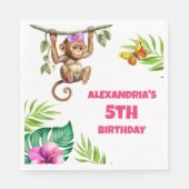 サルカラフルジャングルチャイルド第5誕生日 スタンダードランチョンナプキン (正面)