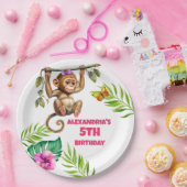 サルカラフルジャングルチャイルド第5誕生日 ペーパープレート (パーティー)