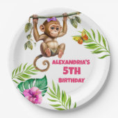 サルカラフルジャングルチャイルド第5誕生日 ペーパープレート (正面)