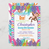 サルカラフル誕生日パーティー 招待状 (正面/裏面)