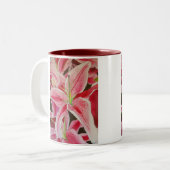 サルガザーのピンクのユリの水の色のアー絵画ト ツートーンマグカップ (正面左)