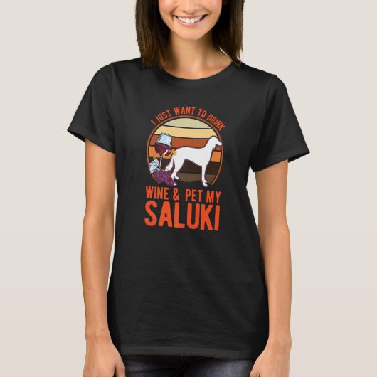 サルキとワインペルシャグレイハウンドサルキ Tシャツ (正面)