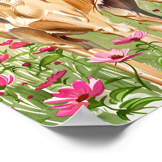 サルキエレガントドウウォーターカラーアートプリントデコール ポスター (角)