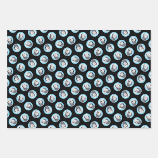 サルキ絵を描のシルバーフェザーズオリジナルドッグアート ラッピングペーパーシート (正面3)