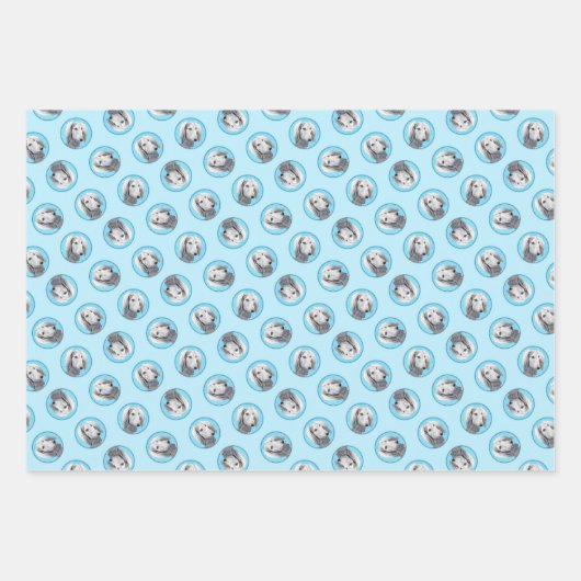 サルキ絵を描のシルバーフェザーズオリジナルドッグアート ラッピングペーパーシート (正面)