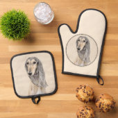 サルキ絵を描の子豚かわいいオリジナルドッグアート 鍋つかみ&鍋敷きセット (トップダウン)