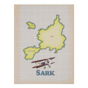 サルク島のヴィンテージ風地図 ポスター
