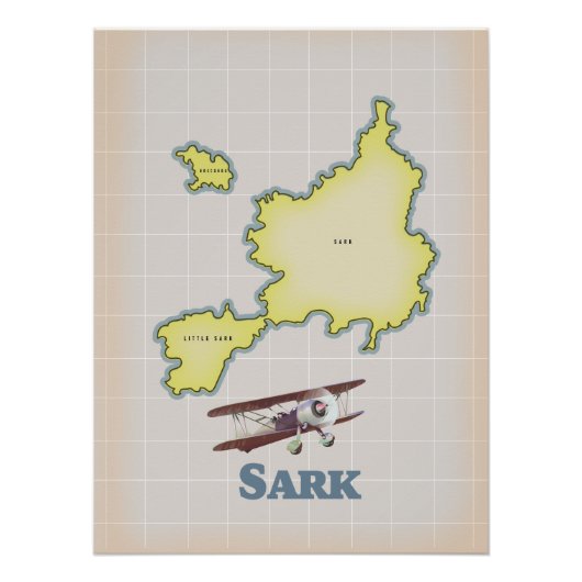 サルク島のヴィンテージ風地図 ポスター (正面)