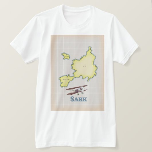 サルク島のヴィンテージ風地図 Tシャツ (デザイン正面)