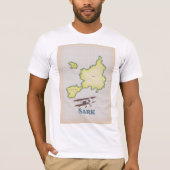 サルク島のヴィンテージ風地図 Tシャツ (正面)