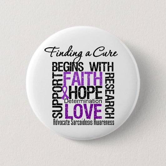 サルコイドーシスの治療法を見つける 缶バッジ (正面)