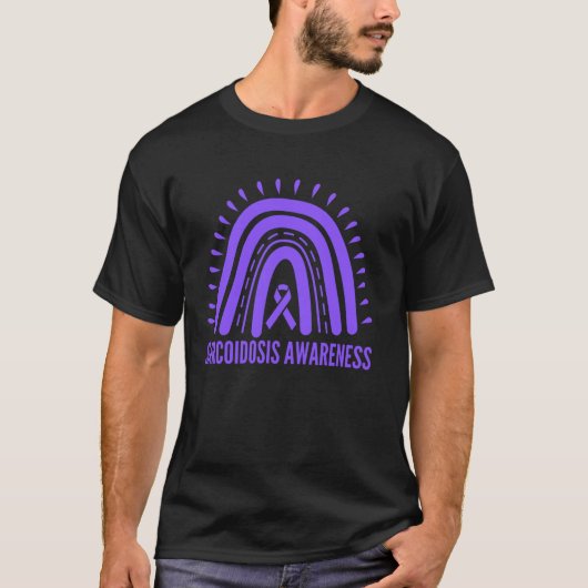 サルコイドーシス啓発レインボーリボン紫 Tシャツ (正面)
