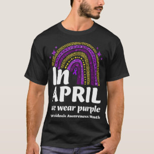 サルコイドーシス認識度モン4月We衣服パープルライ Tシャツ