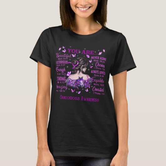 サルコイドーシス認識度聖句&蝶 Tシャツ (正面)