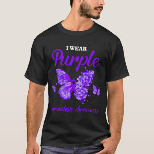 サルコイドーシス認識度I衣服パープルバタフライ Tシャツ