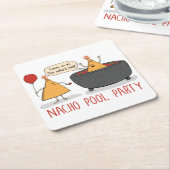 サルサのかわいく、おもしろいなNachoのプールを囲んでのパーティ スクエアペーパーコースター (アングル)