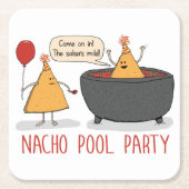 サルサのかわいく、おもしろいなNachoのプールを囲んでのパーティ スクエアペーパーコースター (正面)
