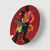 サルサのダンス ラウンド壁時計 (傾斜)