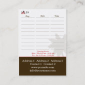 サルサの移動 – ビジネス、スケジュールカード 予約カード (裏面)