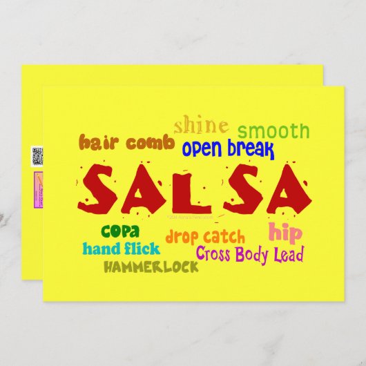 サルサの踊りのダンスの恋人のパーティーの招待 招待状 (正面/裏面)