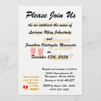 サルサオレンジ色の赤いコンガスのない人生のような文字 招待状