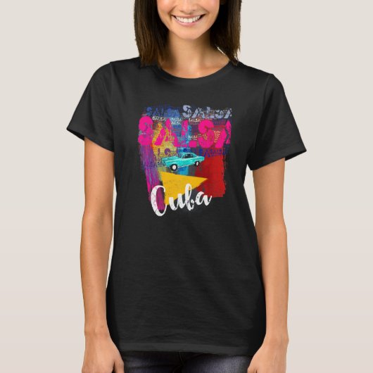 サルサキューバ国旗のプレミアム Tシャツ (正面)
