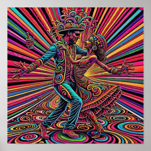 サルササイケデリックタンゴ踊りアート ポスター