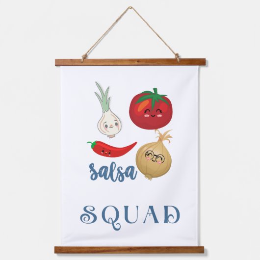 サルサスクワッドかわいいフードユーモア引用文 おもしろい 吊り下げ型タペストリー (正面)